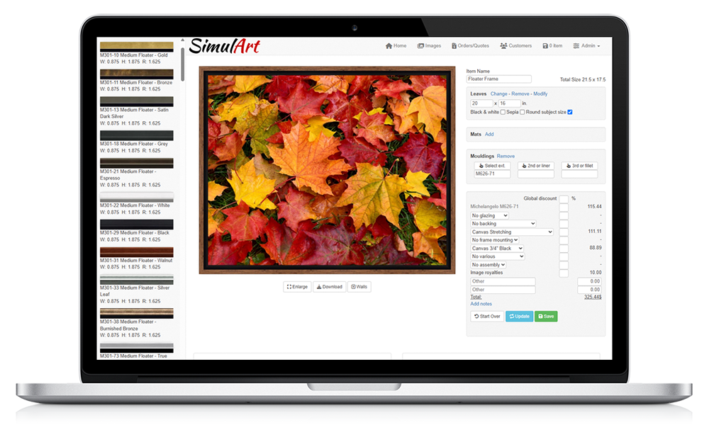SimulArt Screenshot on Laptop