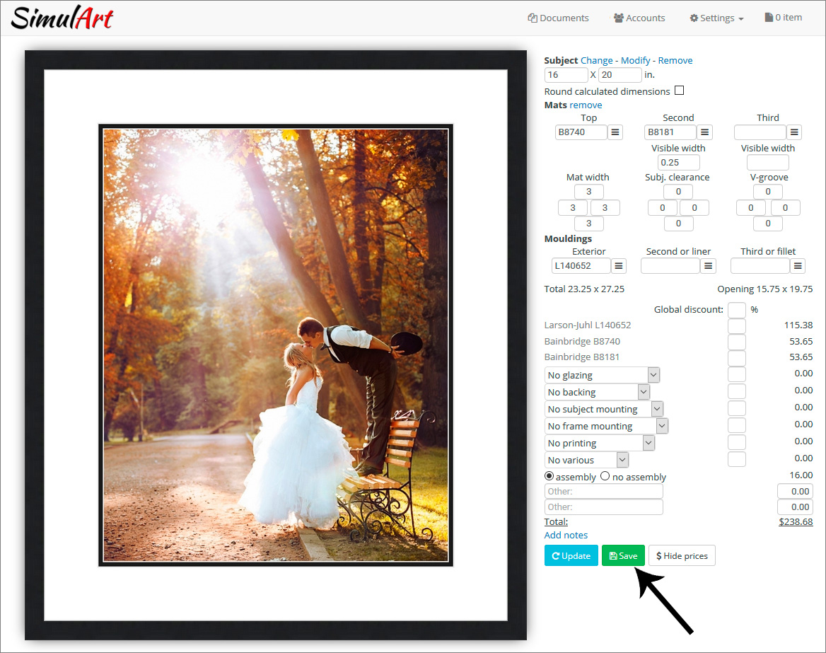 Picture Framing Software Screenshot